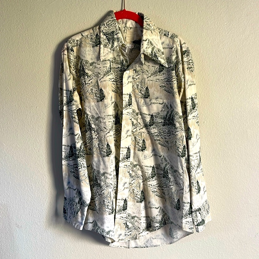 Wildflower evergreen tree button up VINTAGE